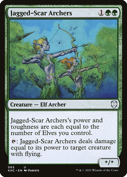 Jagged-Scar Archers card from the Kaldheim Commander set