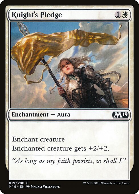 Knight's Pledge card from the Core Set 2019 set