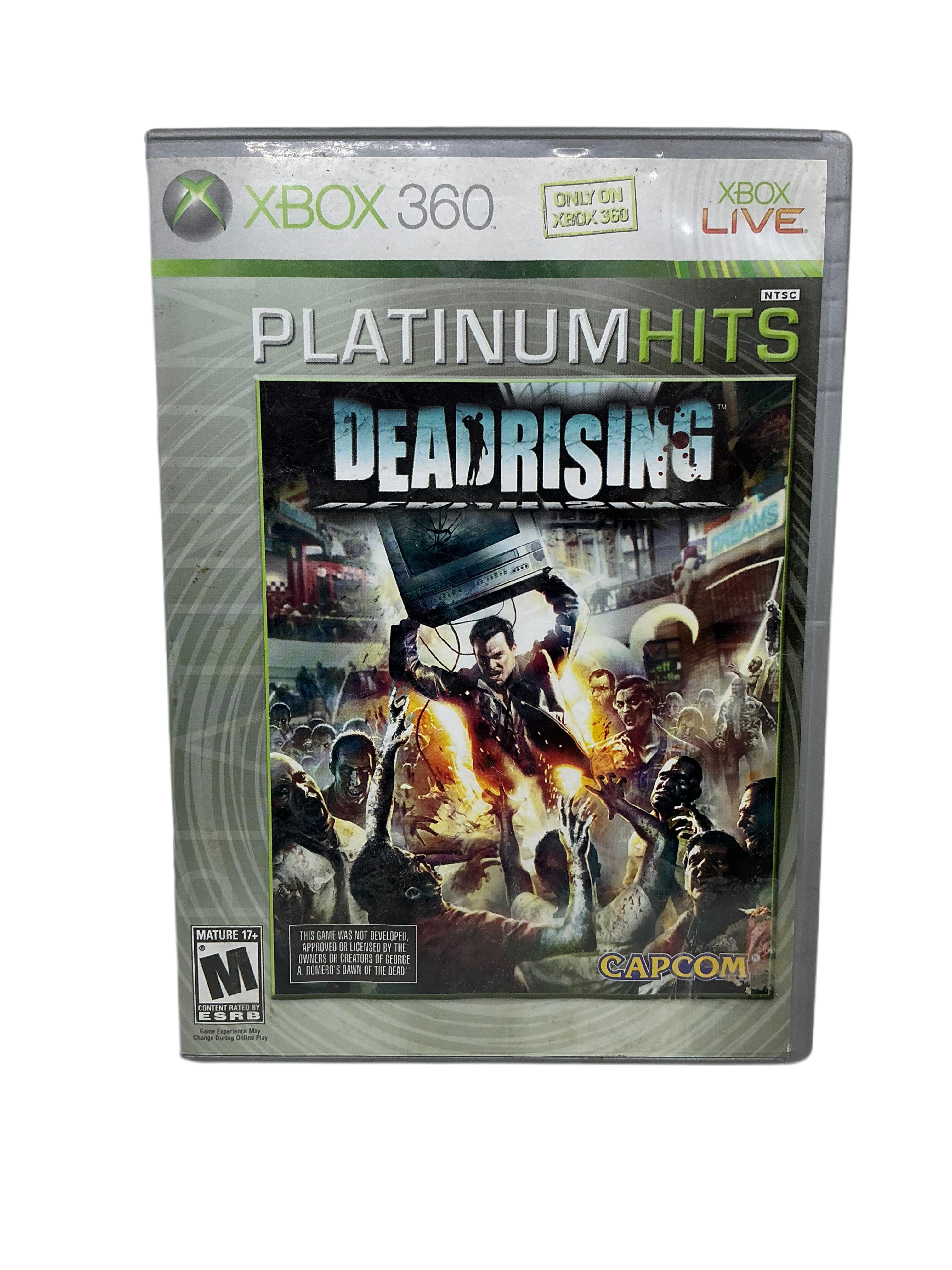 Front cover for game disc case for Platinum Edition Dead Rising for XBox 360.