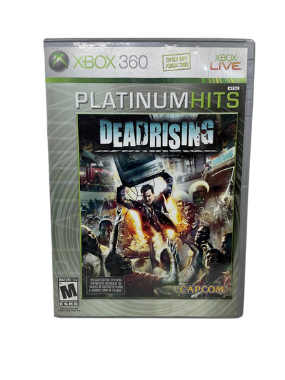 Front cover for game disc case for Platinum Edition Dead Rising for XBox 360.