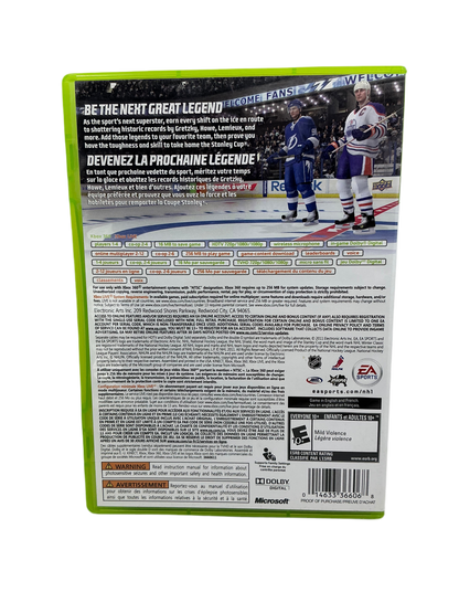 Back cover of the NHL 12 game disc for XBox 360 on a transparent background.