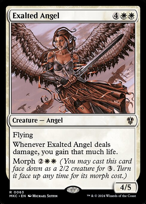 Exalted Angel card from the Murders at Karlov Manor Commander set