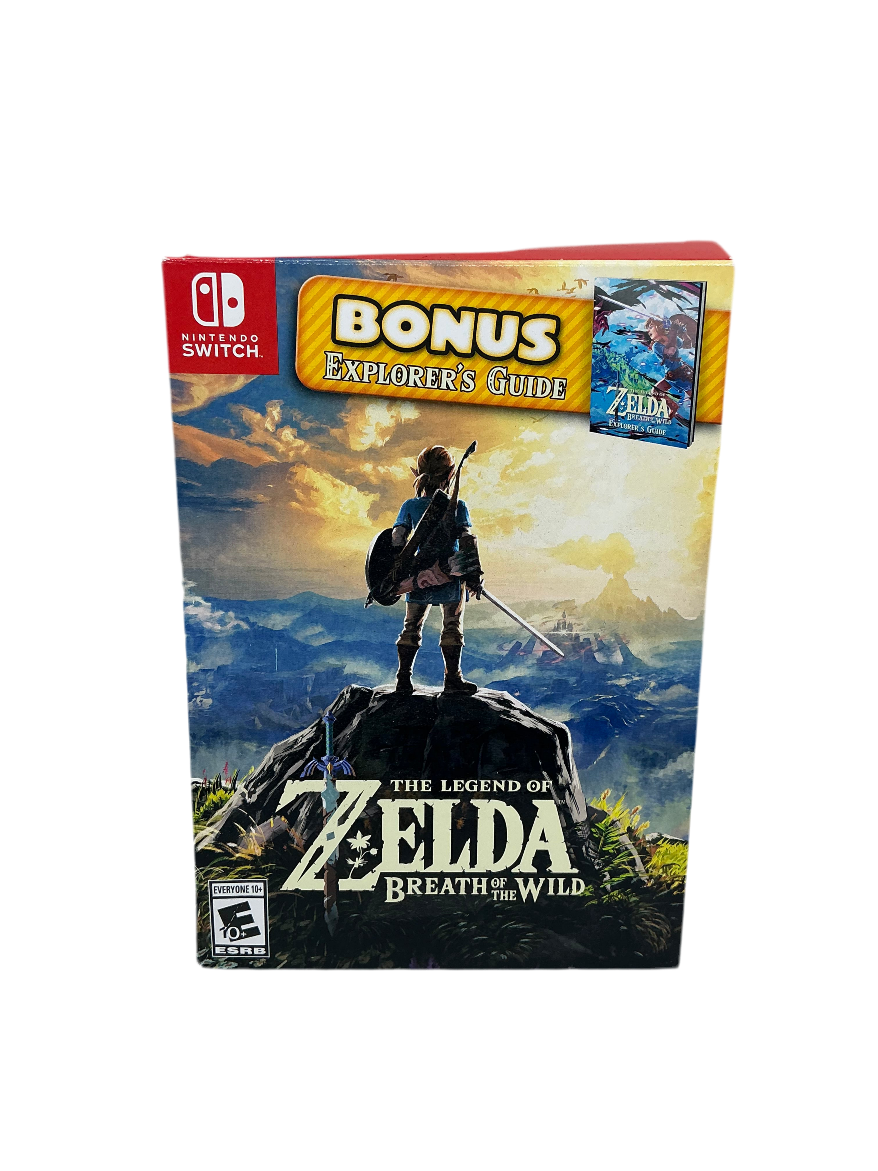 Front side of cardboard box containing the Legend of Zelda: Breath of the Wild bonus edition.