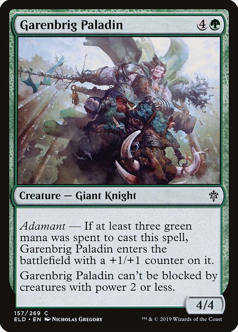 Garenbrig Paladin card from the Throne of Eldraine set