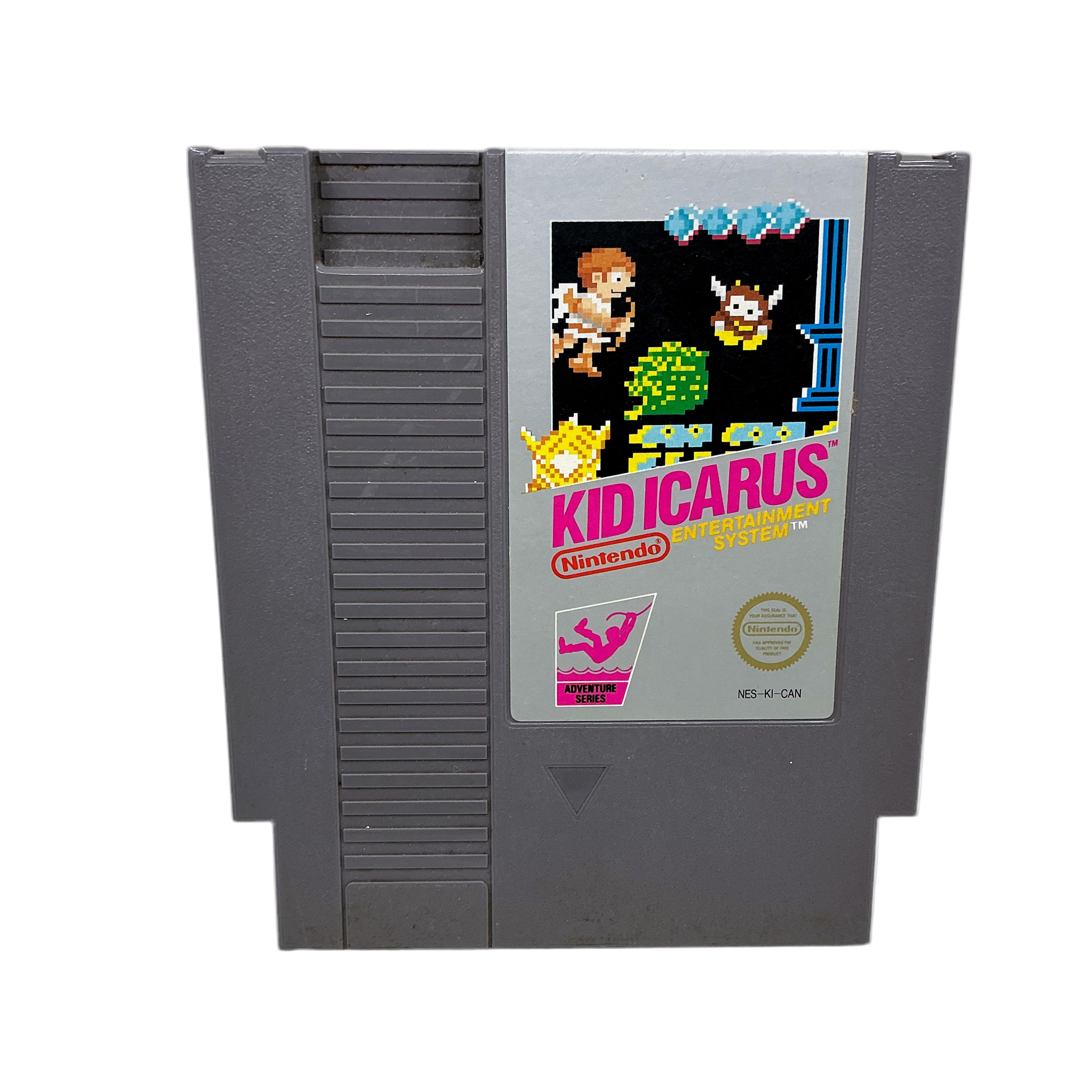 Nintendo NES game cartridge for 'Kid Icarus' on a white background