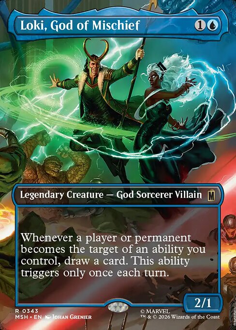Loki, God of Mischief card from the Marvel Super Heroes set
