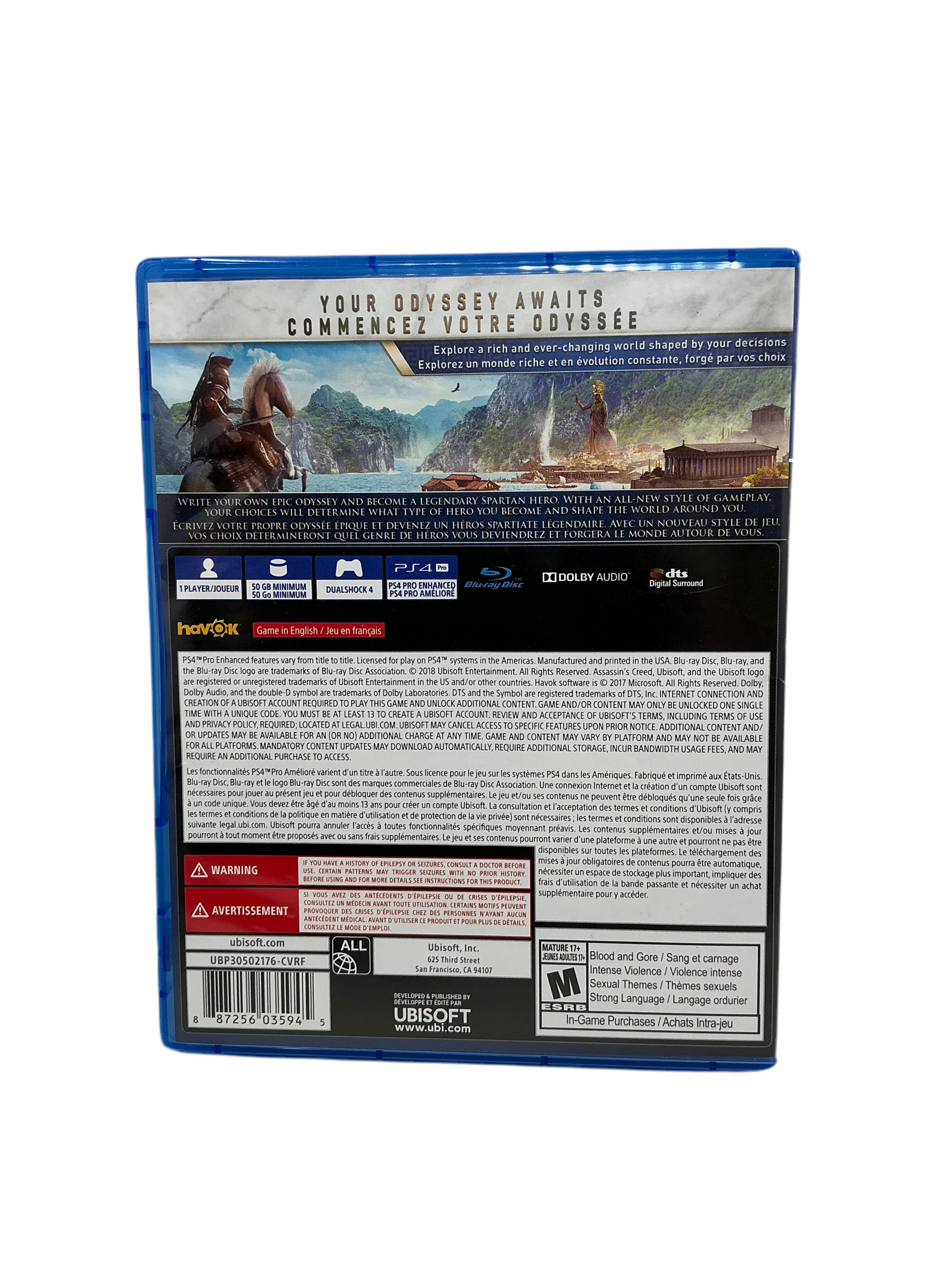 Assassin's Creed: Odysey video game case with artwork and text on a transparent background