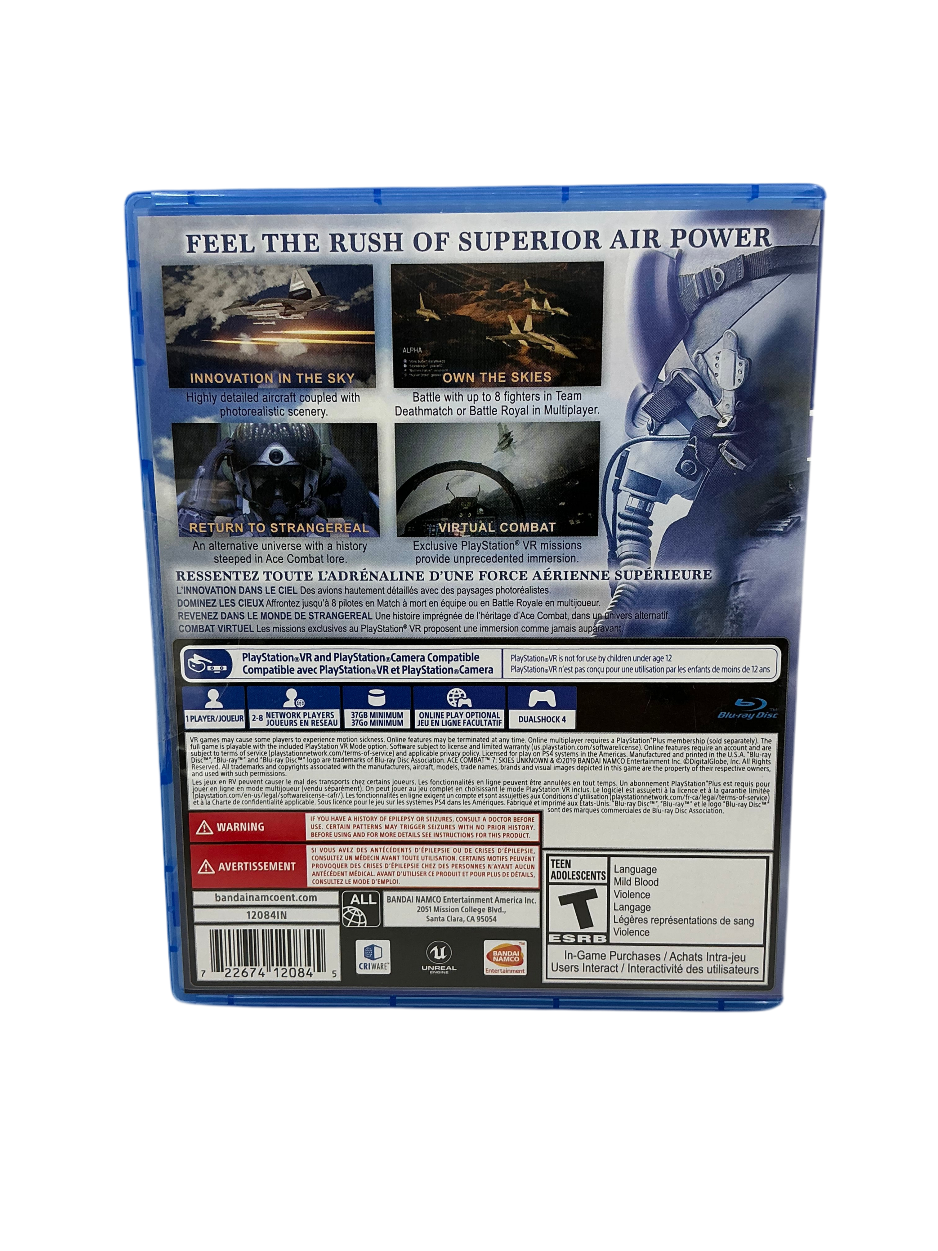 Video game case with multiple images and text on a white background