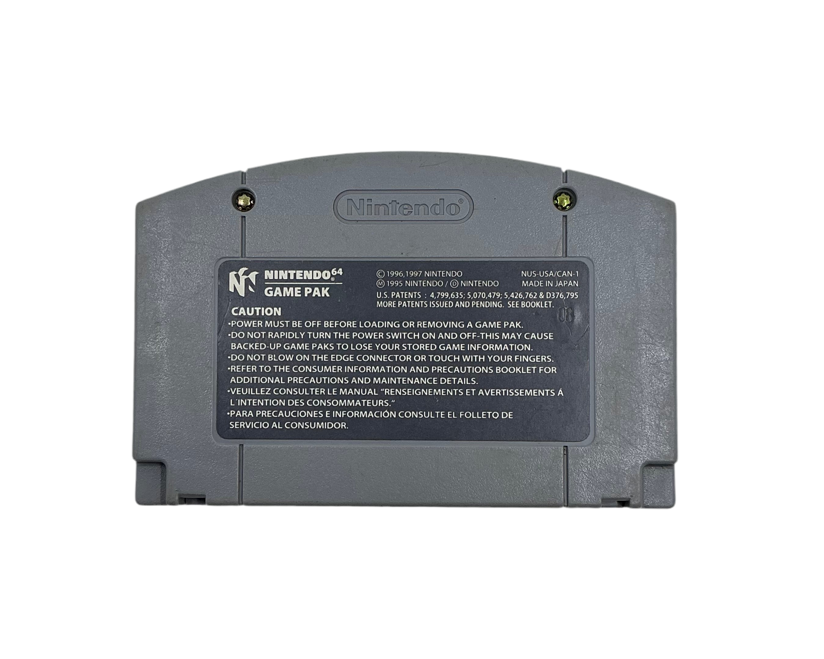 The back of a Castlevania N64 cartridge with complete and undamaged label.
