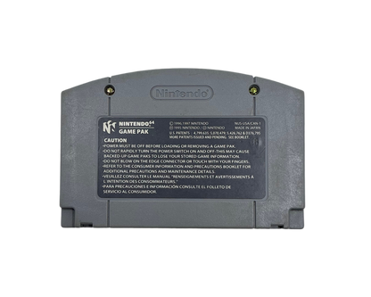 The back of a Castlevania N64 cartridge with complete and undamaged label.