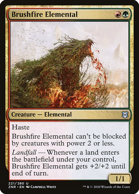  Foil Brushfire Elemental card from the Zendikar Rising set