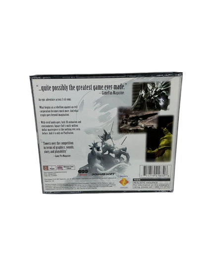 Back of Final Fantasy Tactics game case for Playstation on a transparent background.