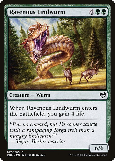 CAD Ravenous Lindwurm card from the Kaldheim set