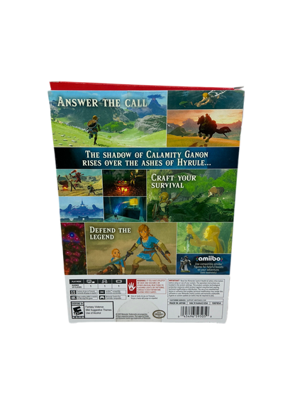 Back of cardboard box containing the Legend of Zelda: Breath of the Wild for Nintendo Switch.
