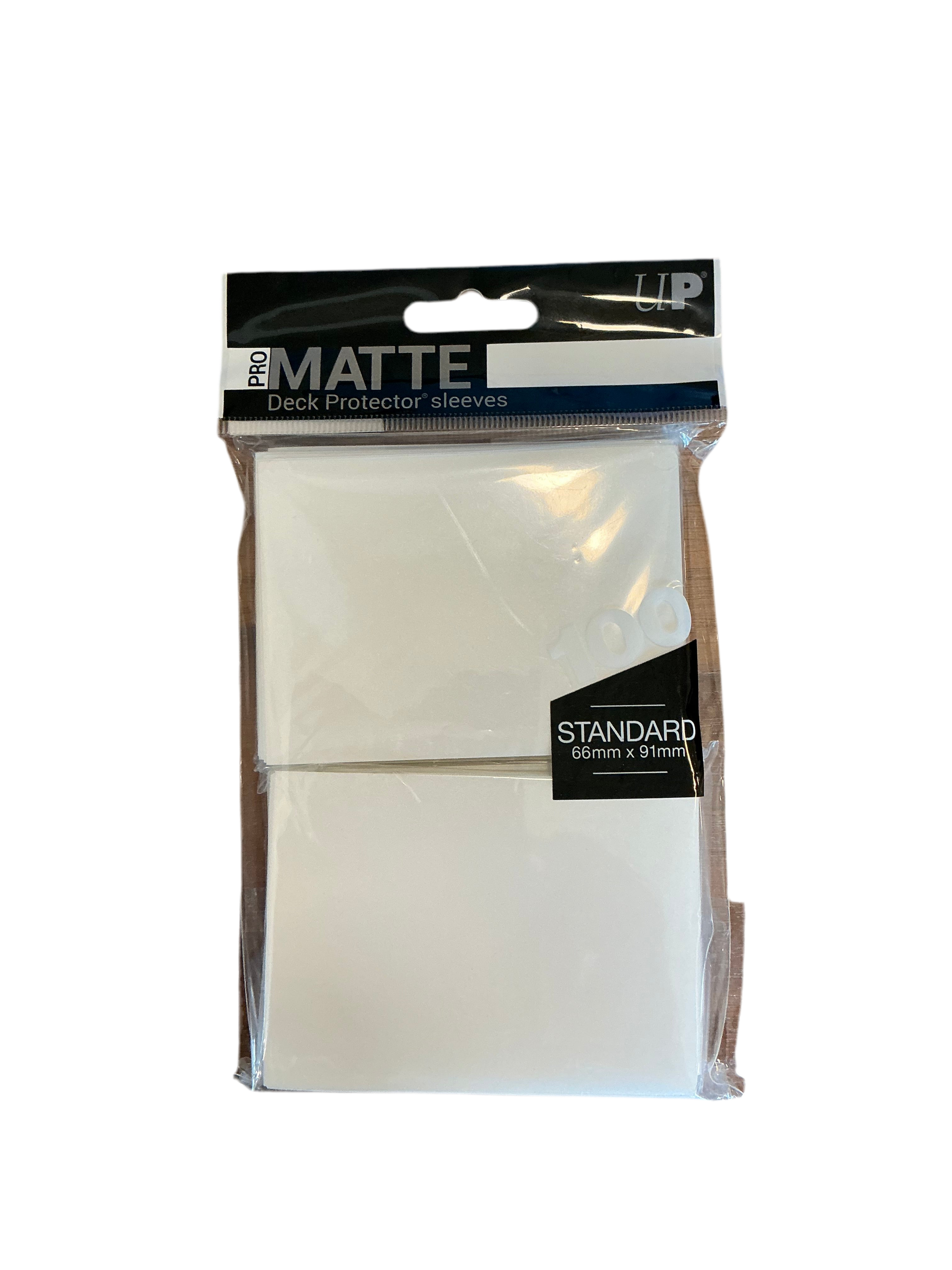 A 2-pack of Ultra Pro white trading card sleeves.