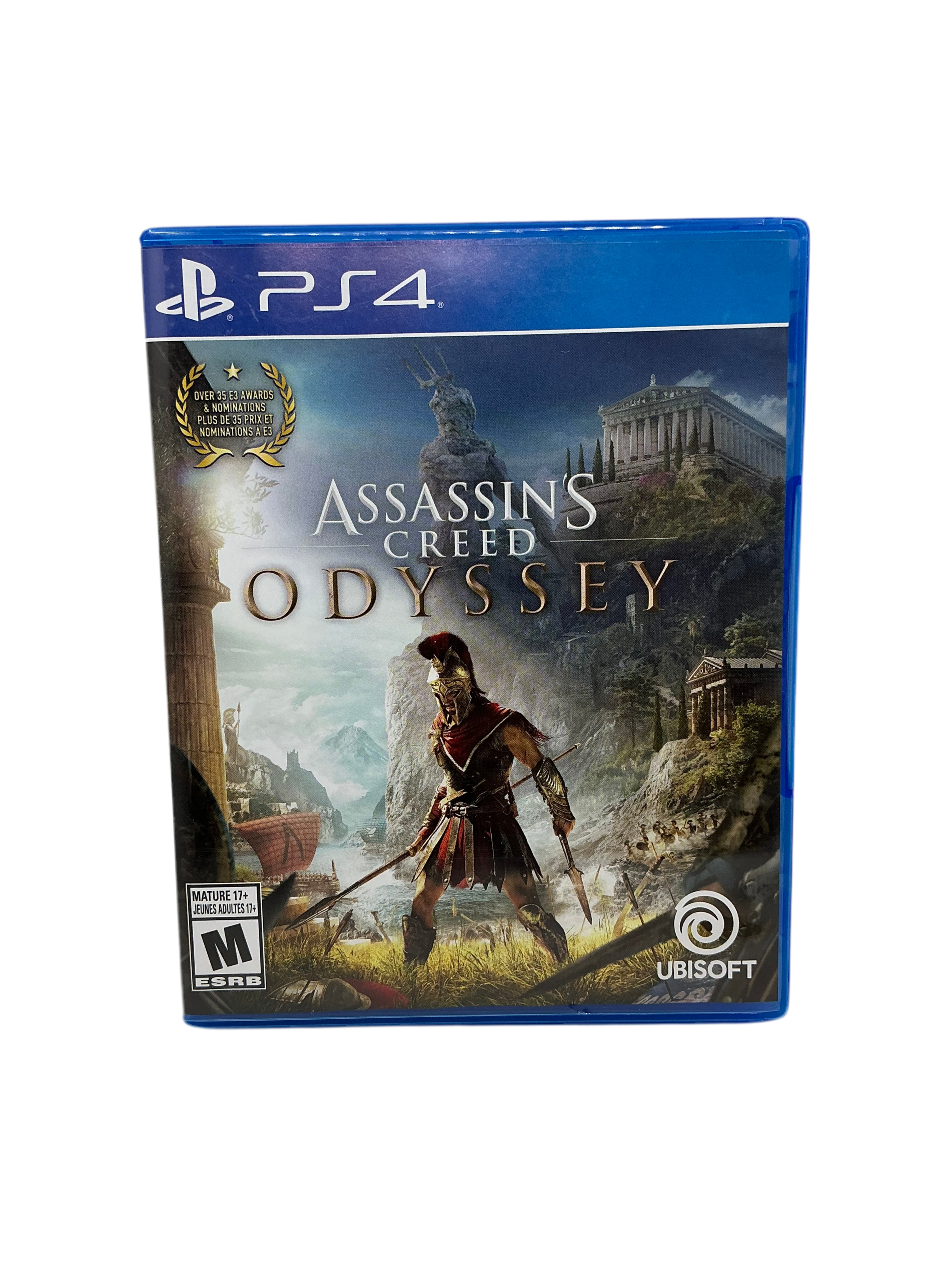 Assassin's Creed Odyssey game case for PS4 on a transparent background