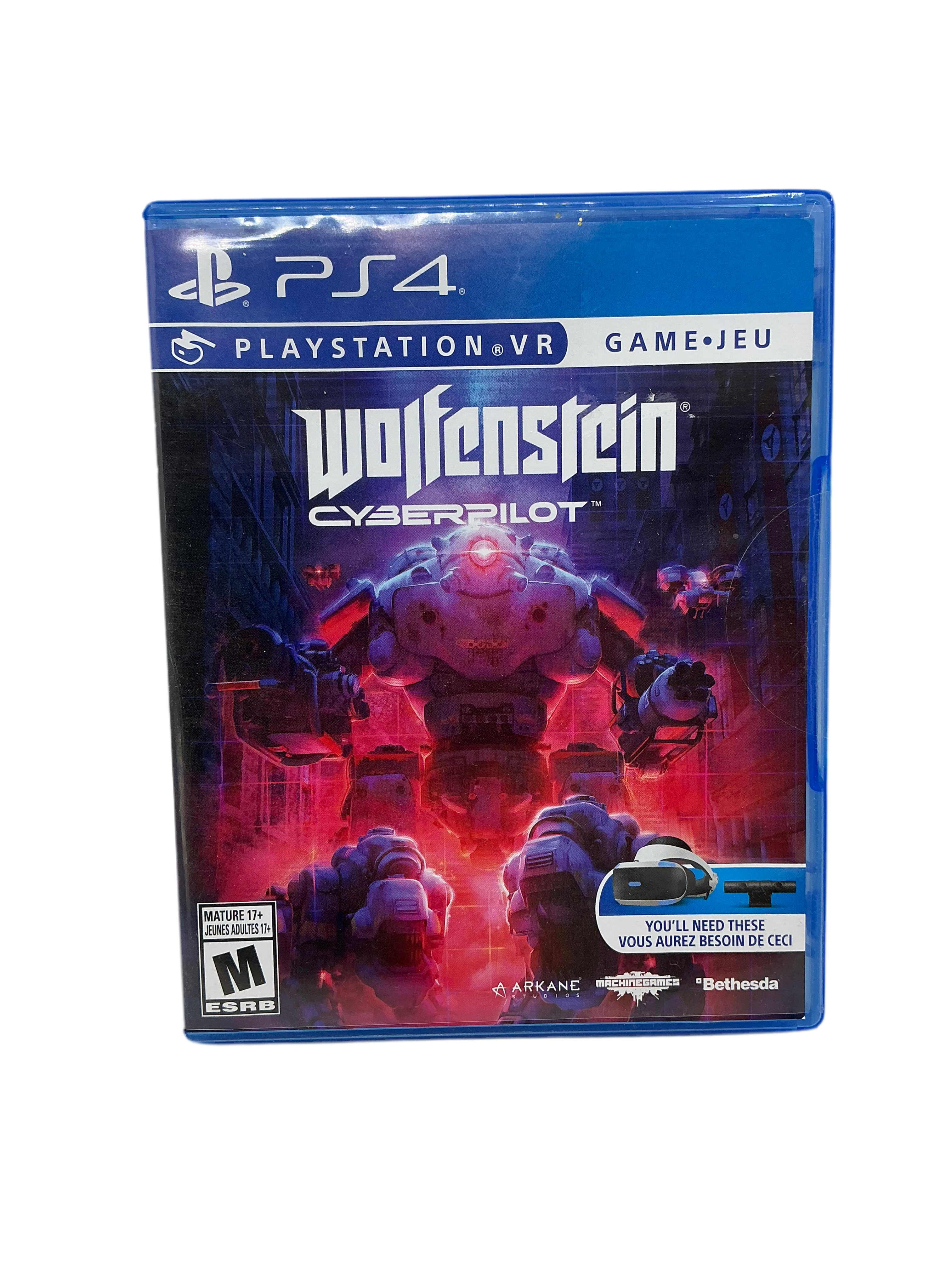 PlayStation VR game case for 'Wolfenstein Cyberpilot' on a white background
