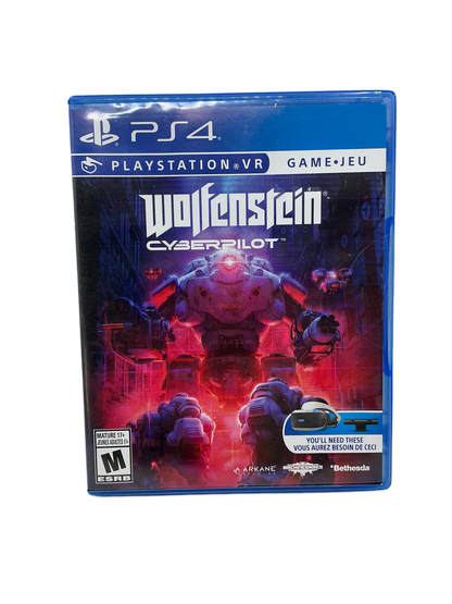 PlayStation VR game case for 'Wolfenstein Cyberpilot' on a white background