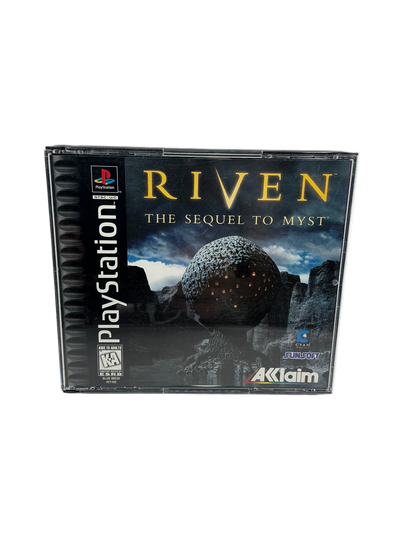 PlayStation game case for 'Riven: The Sequel to Myst' with Aklaim logo