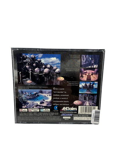 Back cover of a video game case with images and text on a white background
