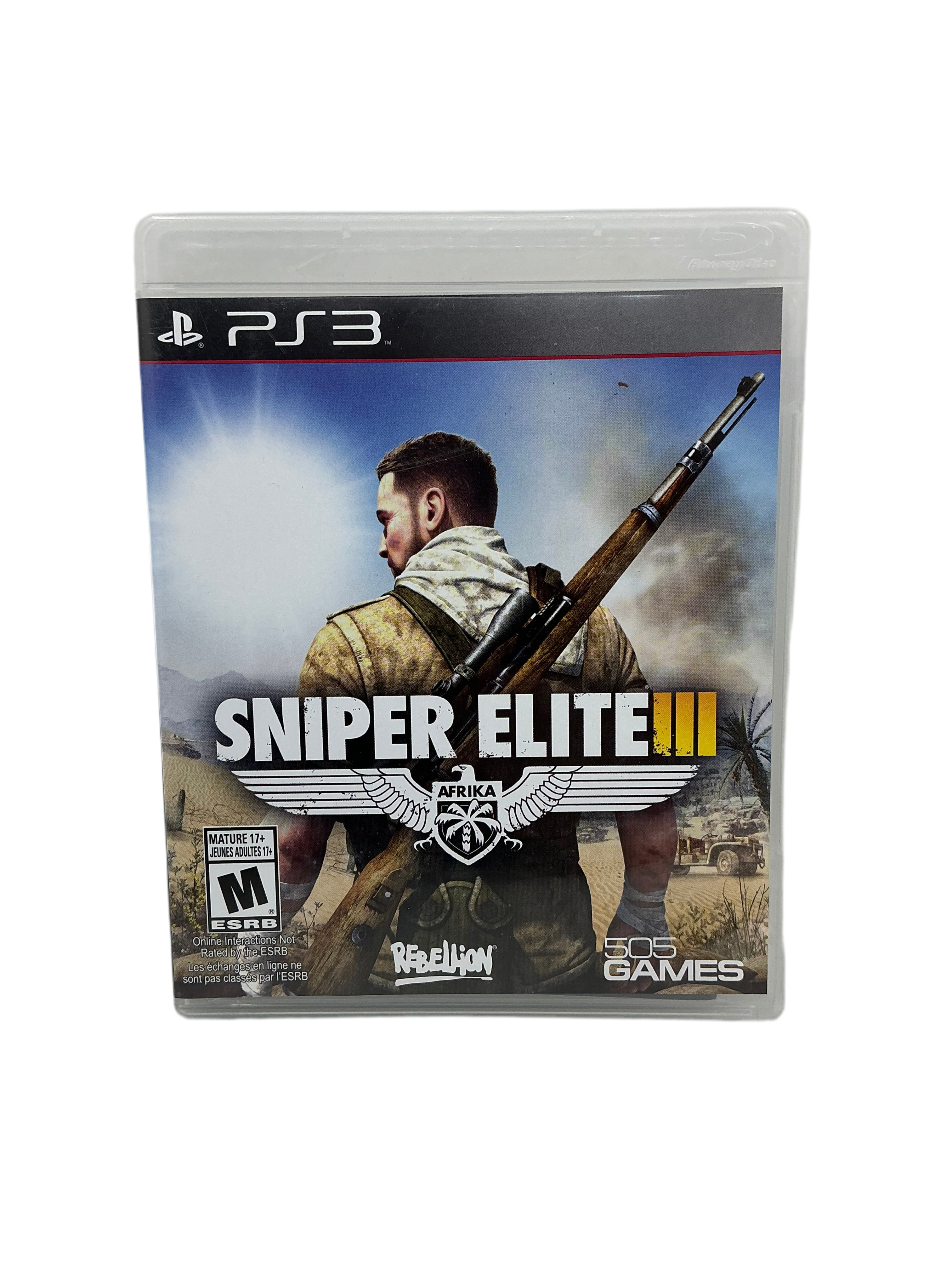 Game case for 'Sniper Elite III' on a PS3 console