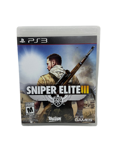 Game case for 'Sniper Elite III' on a PS3 console