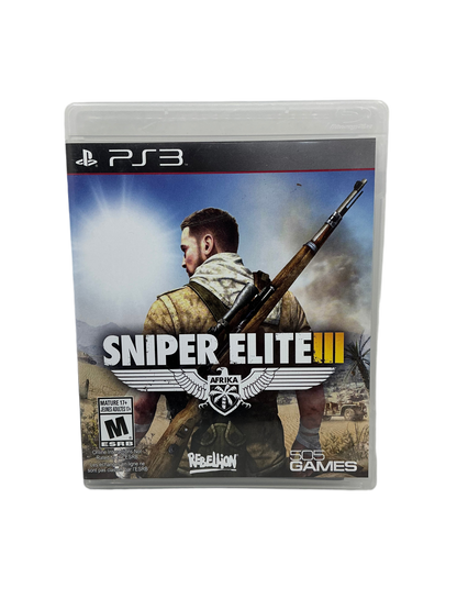 Game case for 'Sniper Elite III' on a PS3 console