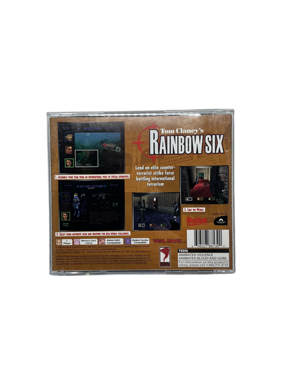 Back cover of Rainbow Six disc case for Playstation.