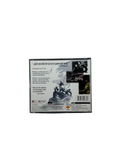 Back cover of the game case for Final Fantasy VII on playstation. 