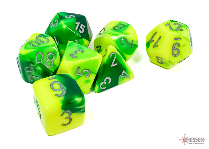 Chessex Green-Yellow (Silver) Polyhedral Dice
