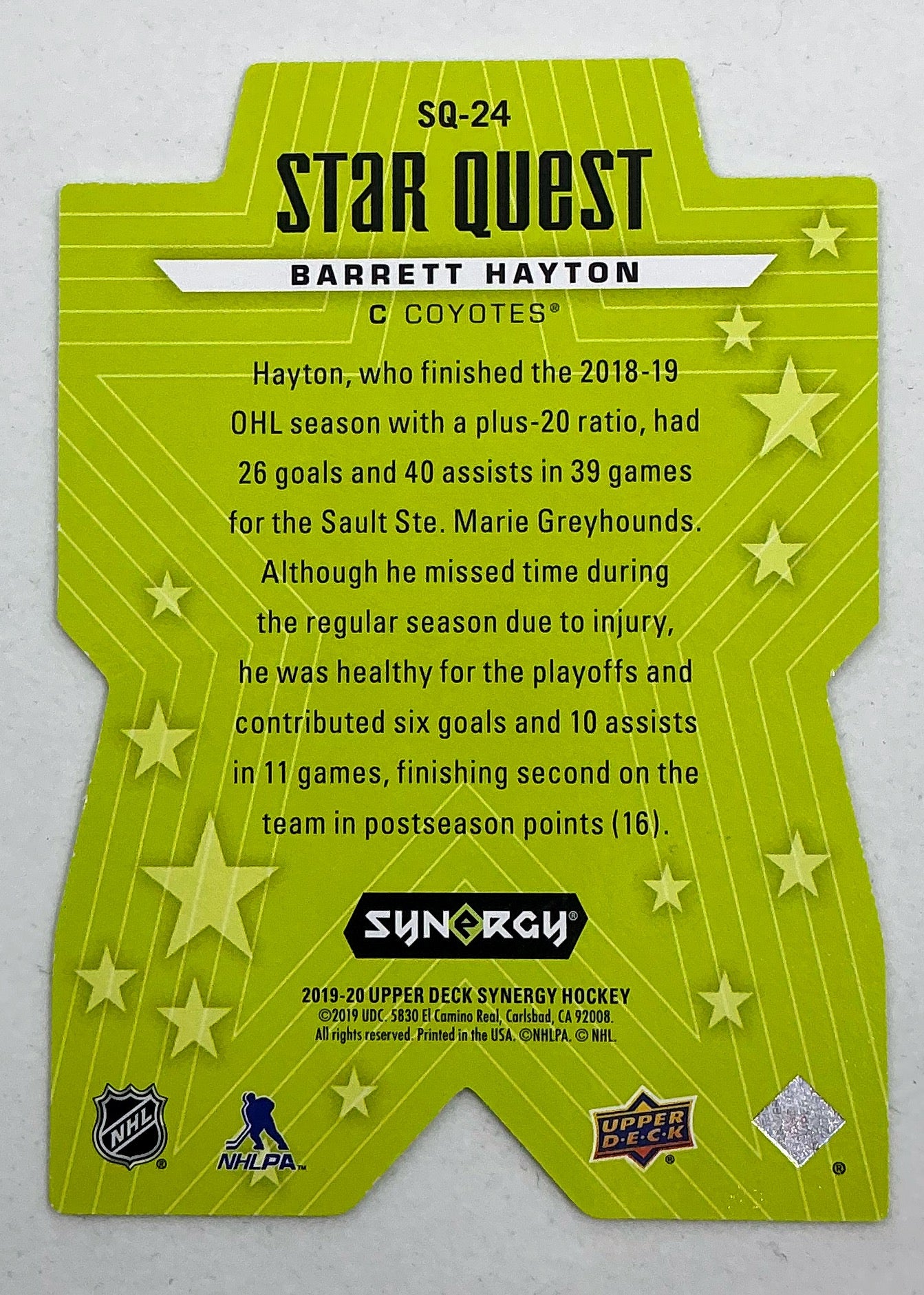 2019 UD Star Quest Barrett Hayton SQ-24