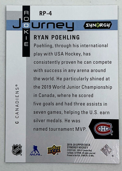 2019-2020 UD Synergy Rookie Journey Ryan Poehling #RP-4 /899