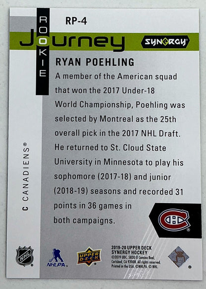 2019-2020 UD Synergy Rookie Journey Ryan Poehling #RP-4 /999