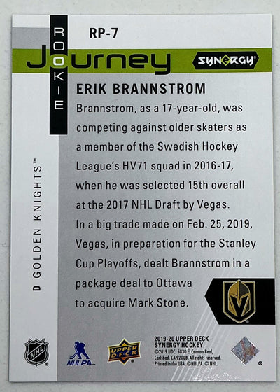 2019-2020 UD Synergy Rookie Journey Erik Brannstrom #RP-7 /999