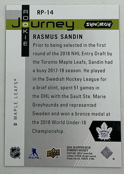 2019-2020 UD Synergy Rookie Journey Rasmus Sandin #RP-14 /999
