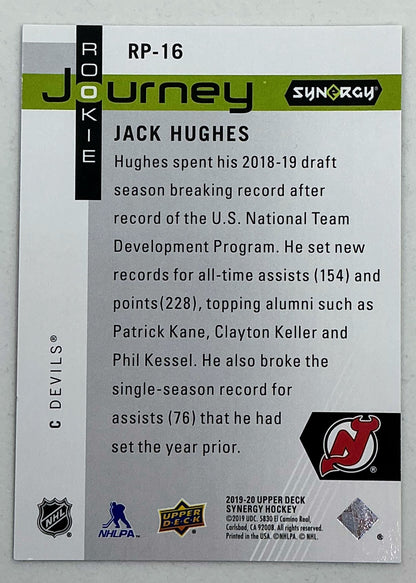 2019-2020 UD Synergy Rookie Journey Jack Hughes #RP-16 /999