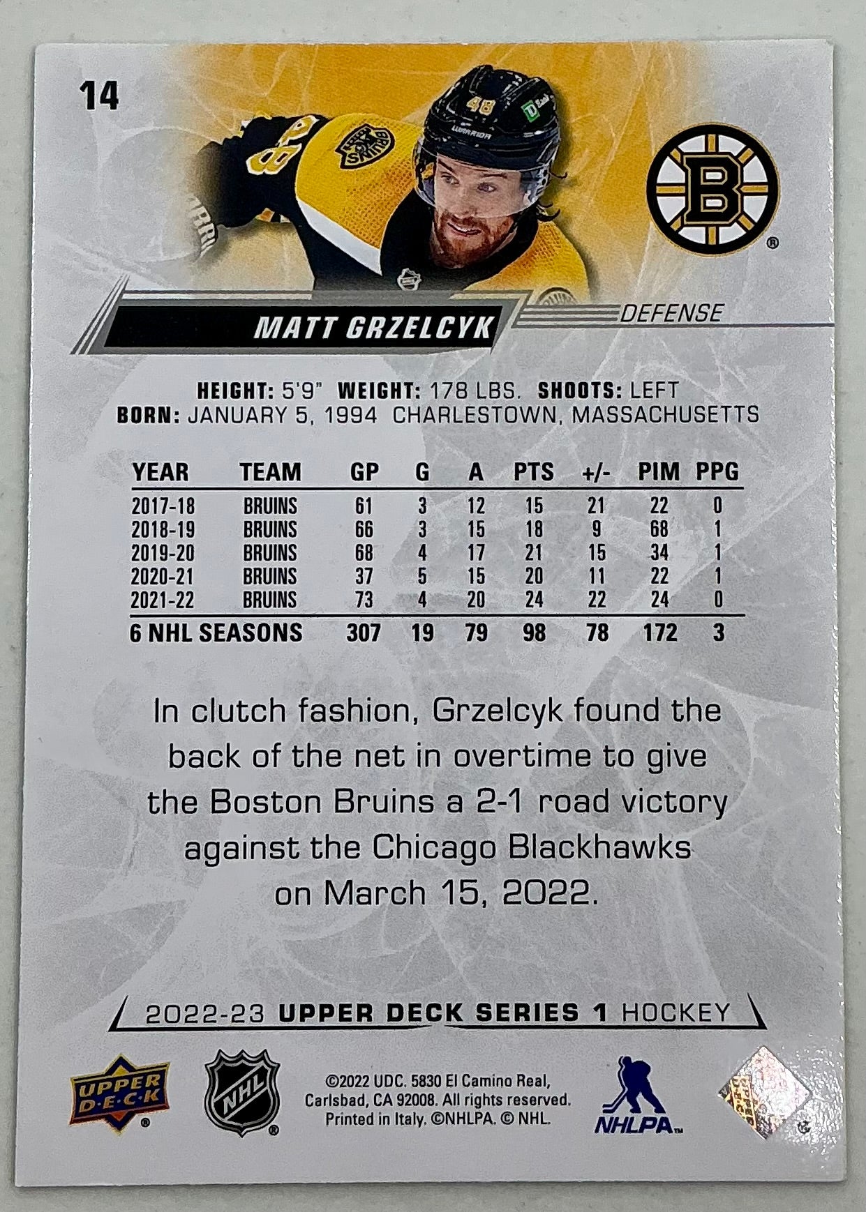 2022-2023 NHL Series 1 Matt Grzelcyk