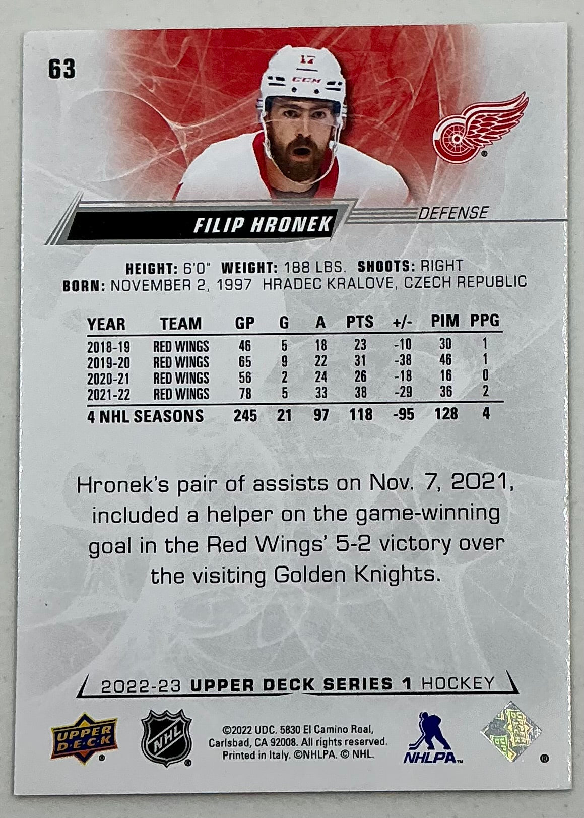 2022-2023 NHL Series 1 Filip Hronek