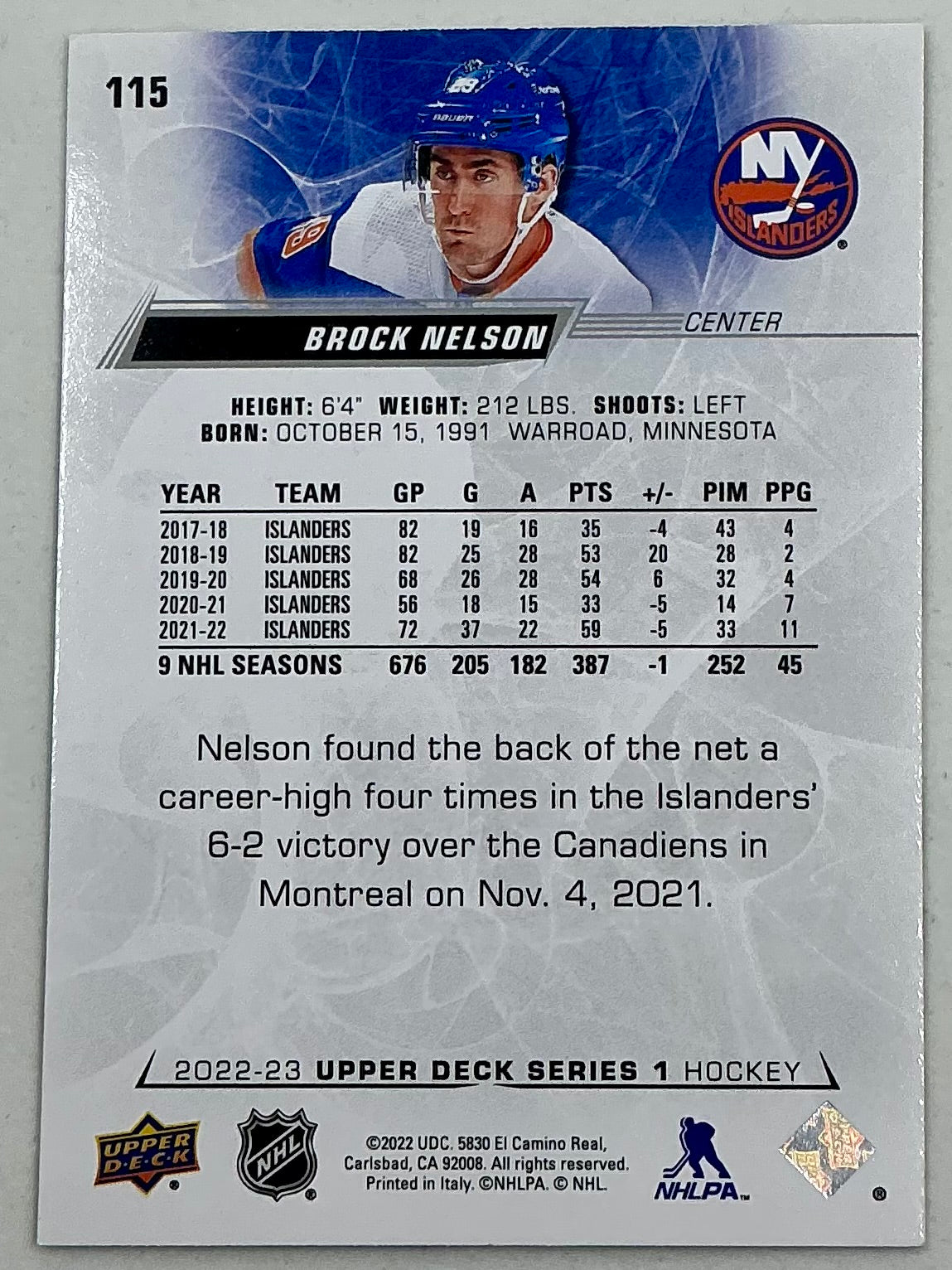 2022-2023 NHL Series 1 Brock Nelson
