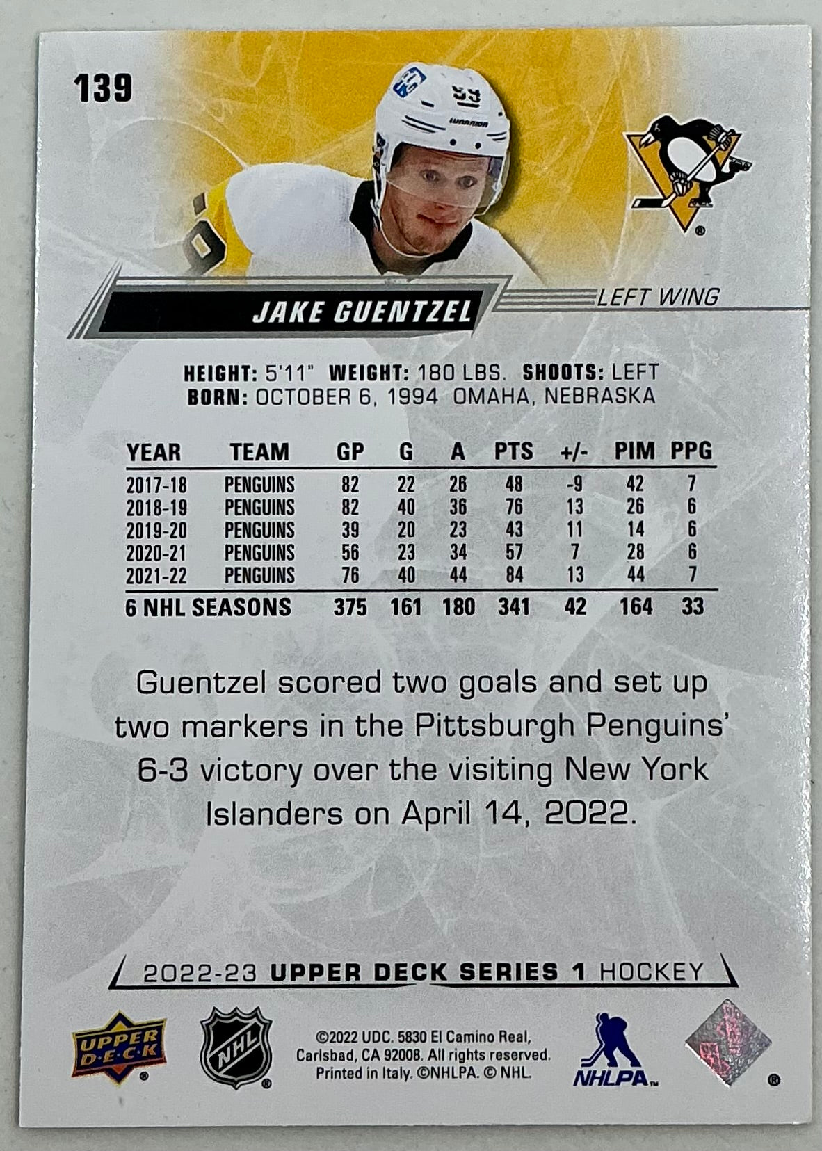 2022-2023 NHL Series 1 Jake Guentzel