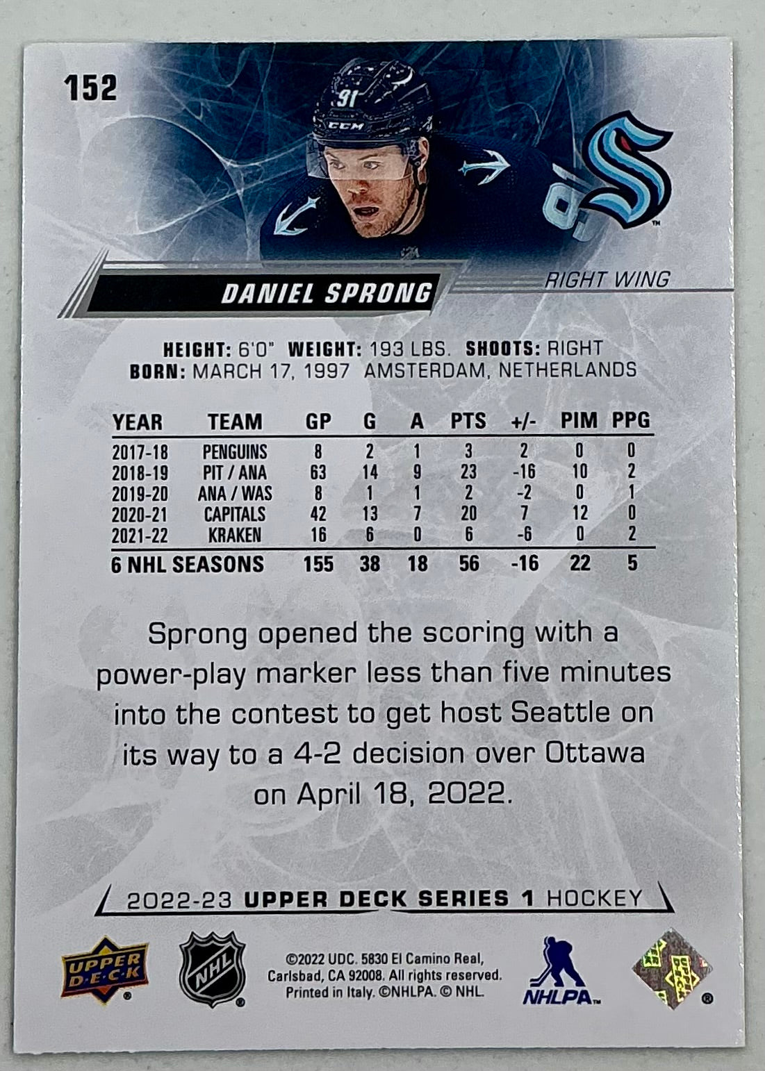 2022-2023 NHL Series 1 Daniel Sprong