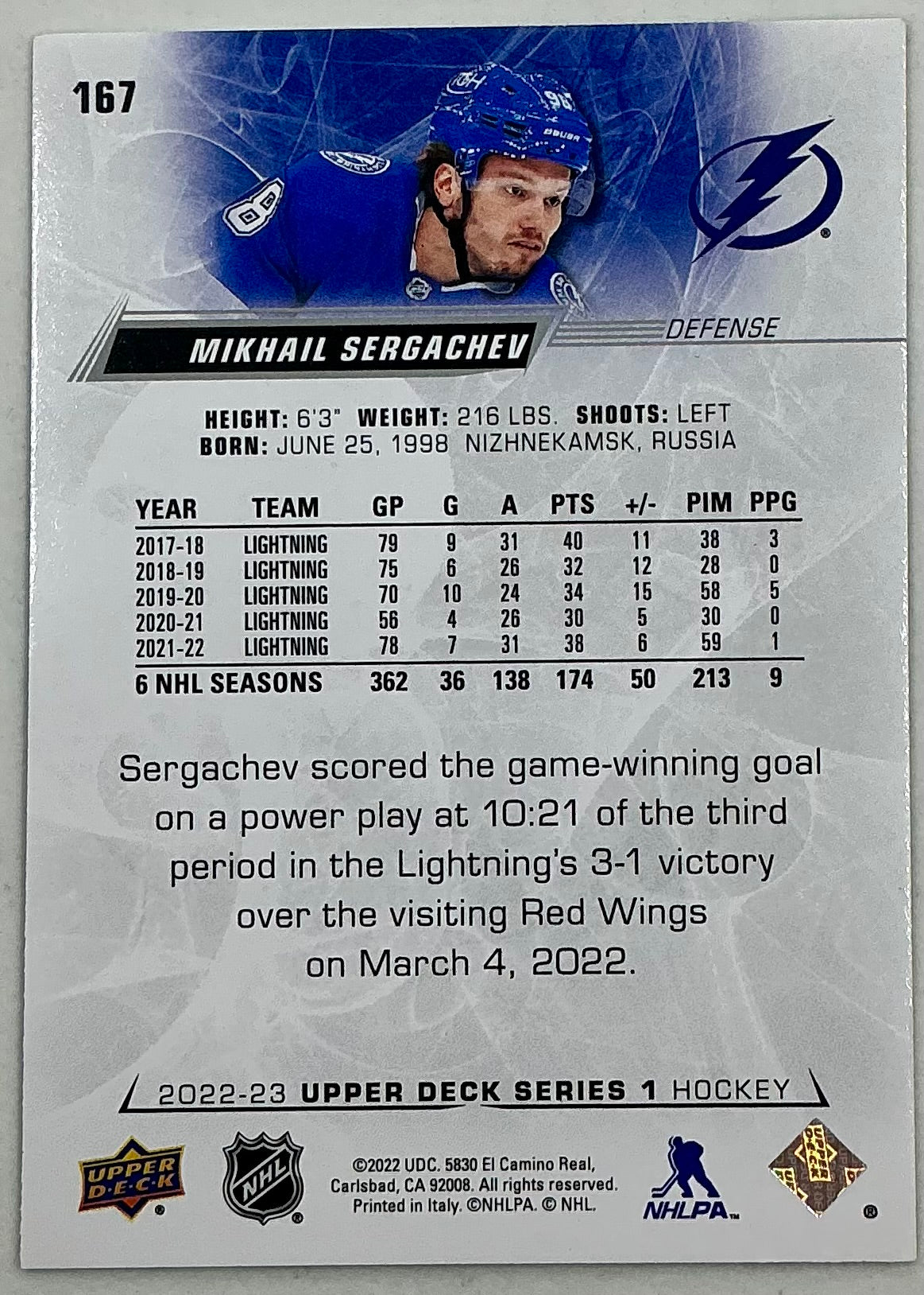 2022-2023 NHL Series 1 Mikhail Sergachev