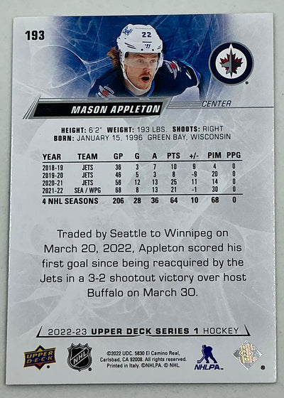 2022-2023 NHL Series 1 Mason Appleton