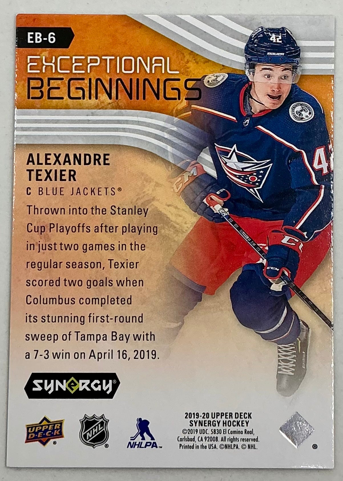 2019-2020 UD Exceptional Beginnings Alexandre Texier #EB-6 /399