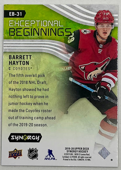 2019-2020 UD Exceptional Beginnings Barrett Hayton #EB-31 /999