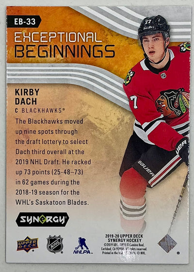 2019-2020 UD Exceptional Beginnings Kirby Dach #EB-33 /399