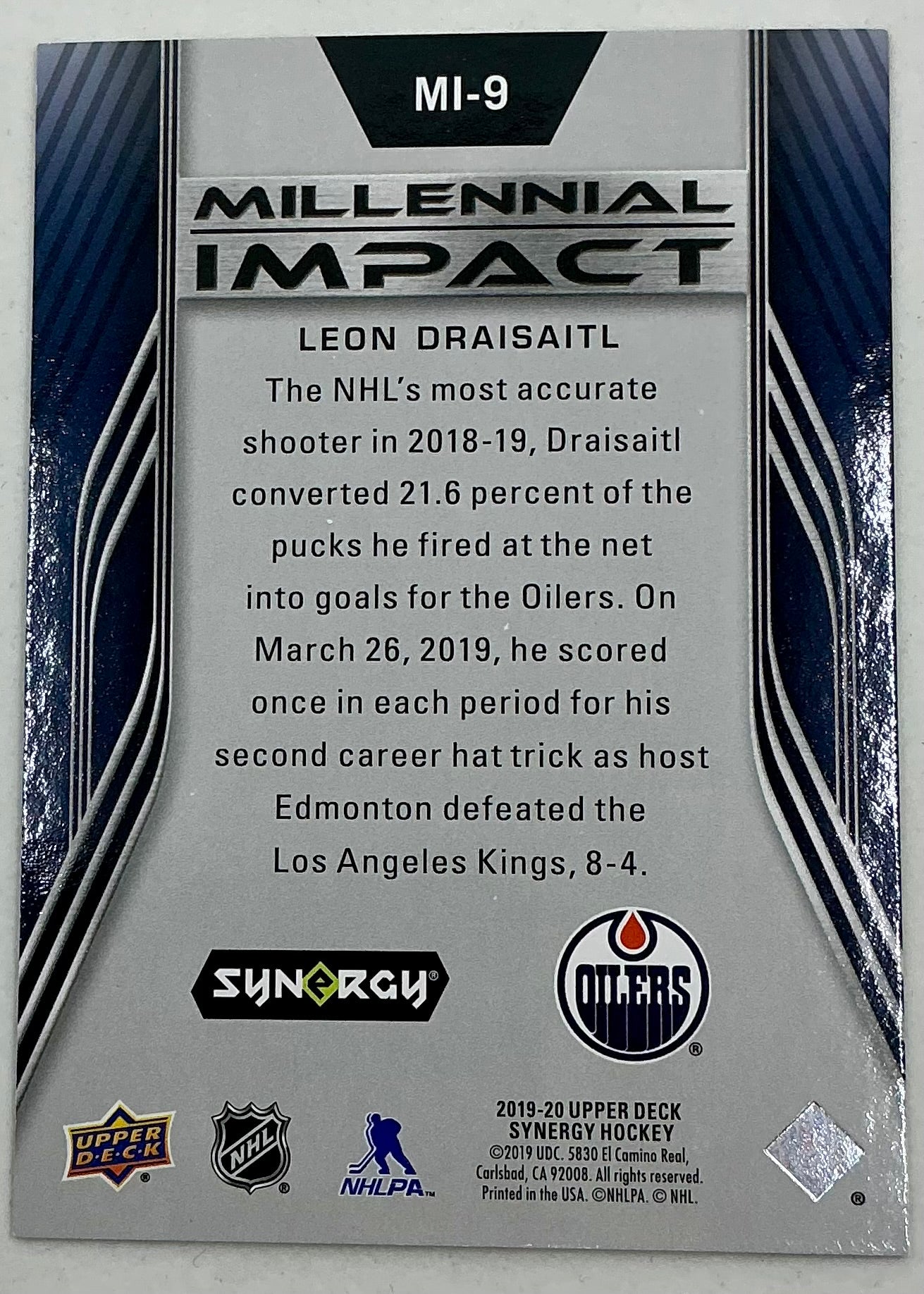 2019-2020 UD Millennial Impact Leon Draisaitl #MI-9