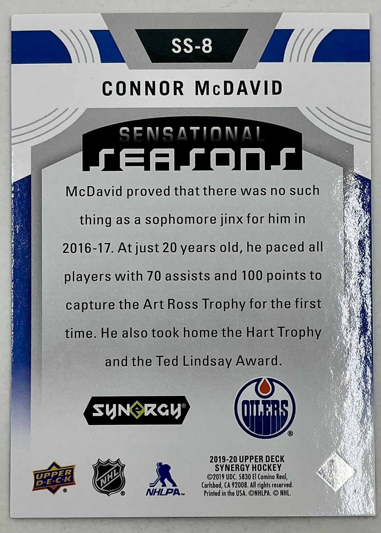 2019-2020 UD Sensational Seasons Connor McDavid #SS-8