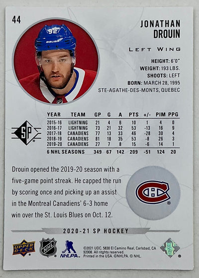 2020-2021 SP Authentic Jonathan Drouin #44