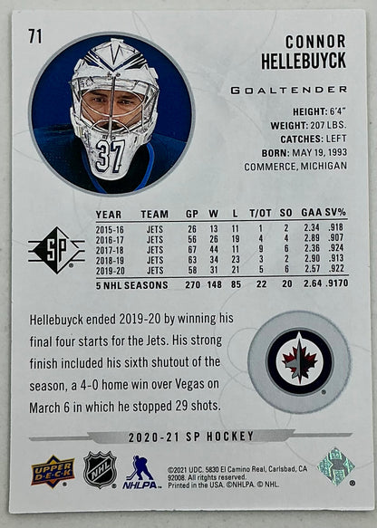2020-2021 SP Authentic Connor Hellebuyck #71